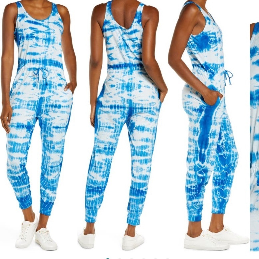 Electric & Rose Blue Tie Dye sleeveless Jumpsuit size medium